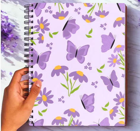 Lavender Butterfly Spiral Journal