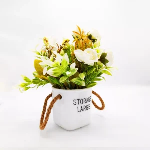 Stylish Decoration Pot with Faux Flowers (Single Piece)