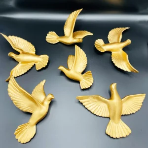 Wall Mounted Resin Birds Golden (6 Piece)