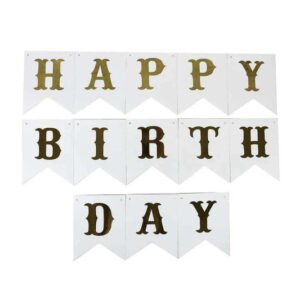 Happy Birthday Hanging Banner White